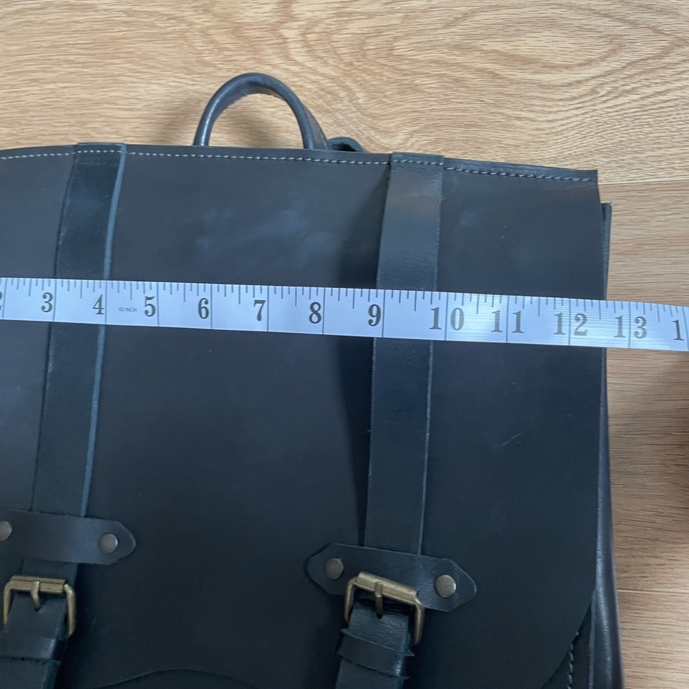 Diržas Handmade Genuine Leather Backpack Black Minimalist - Picture 10 of 10
